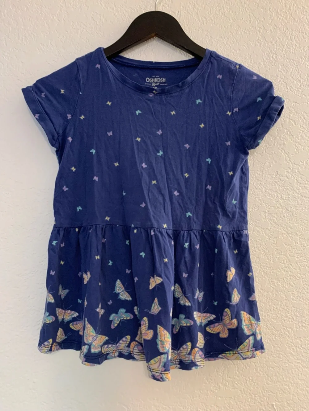 OshKosh B'gosh Blue Butterfly Print Kids Tee | 10
